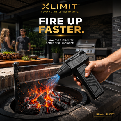 Cordless blower for directing airflow during charcoal and kindling braai preparation