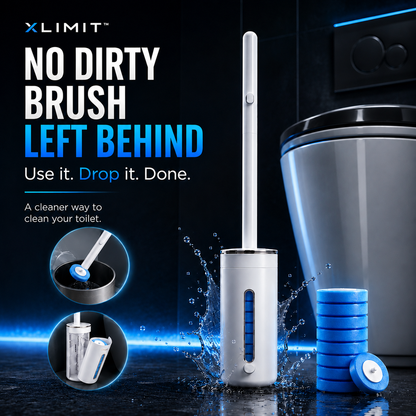 FreshDrop disposable toilet cleaning system with holder and blue cleaning heads