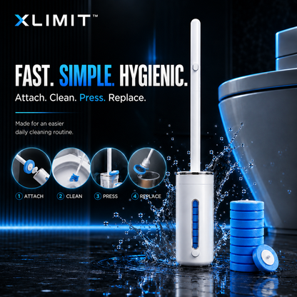 FreshDrop reusable toilet cleaning handle with disposable heads for a fast hygienic routine