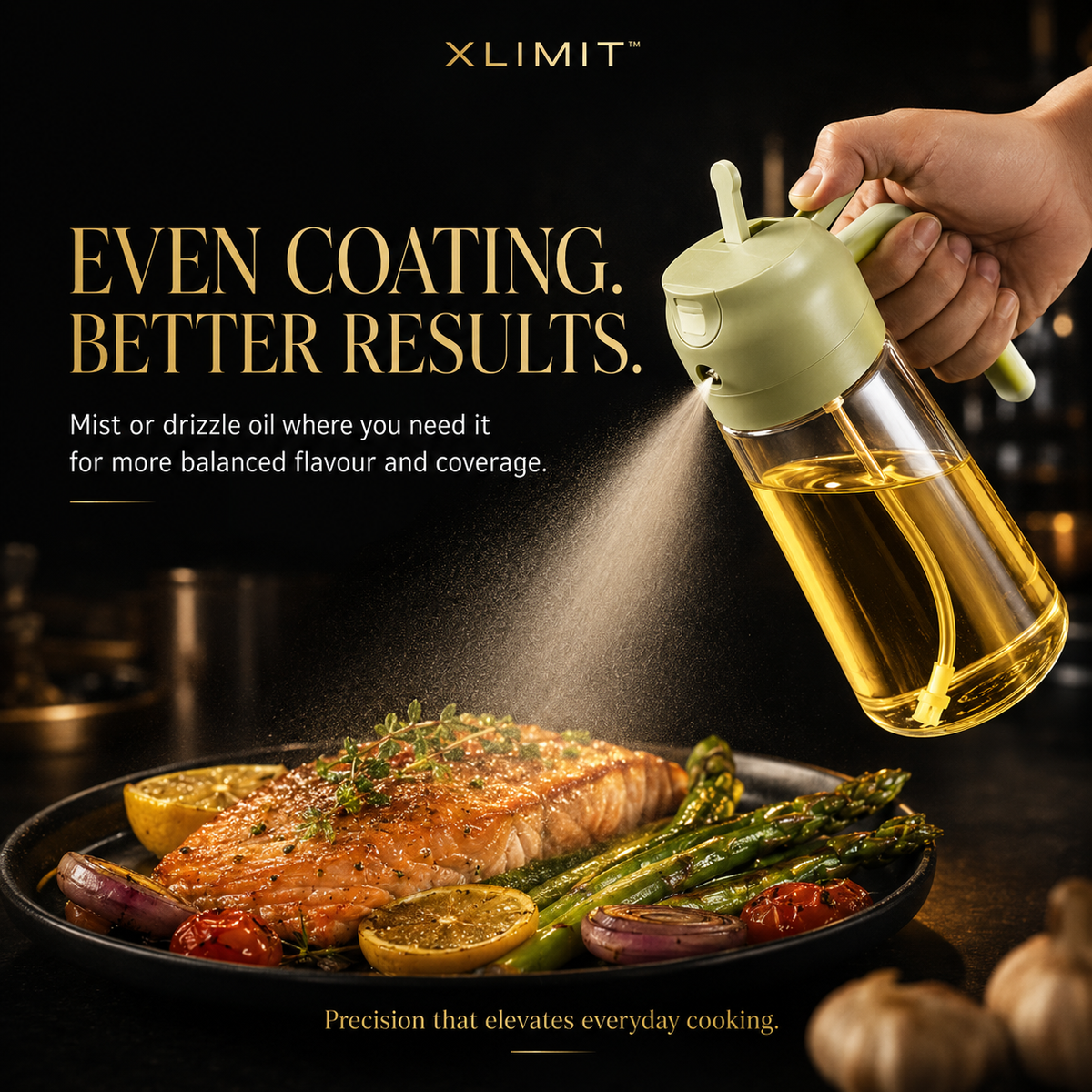 PourMist oil dispenser for air fryer, salad, pan cooking and braai use