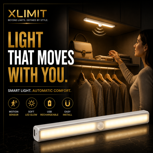 XLIMIT rechargeable motion sensor lights for automatic lighting in cupboards bedrooms passages and other dark areas