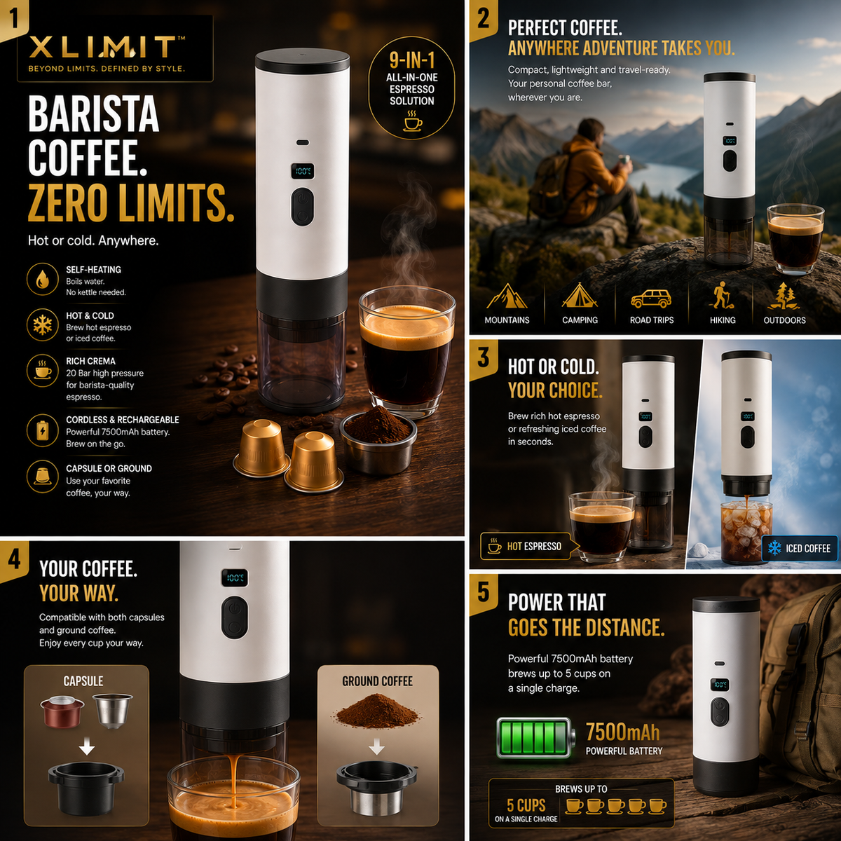 XLIMIT 20 Bar portable espresso machine product detail