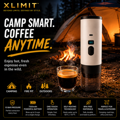 XLIMIT portable coffee machine compatible with capsules and ground coffee