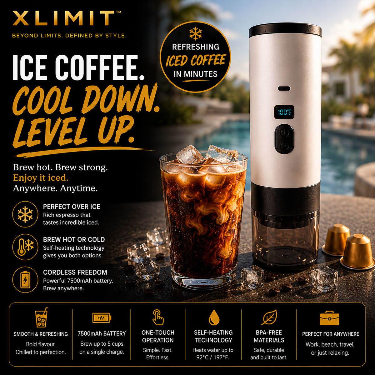 XLIMIT portable espresso coffee maker for travel and outdoor use