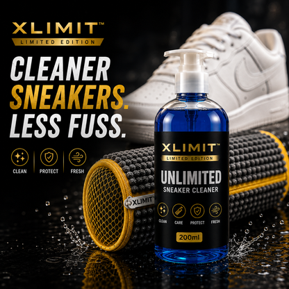 XLIMIT Ultimate Sneaker Cleaning Combo with 200 ml Unlimited cleaner and chenille sneaker washing bag