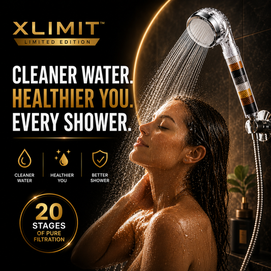 XLIMIT 20-stage filtered shower head for cleaner shower water and a more refreshing shower experience