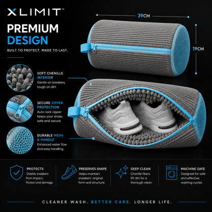 XLIMIT sneaker washing bag dimensions and premium design features