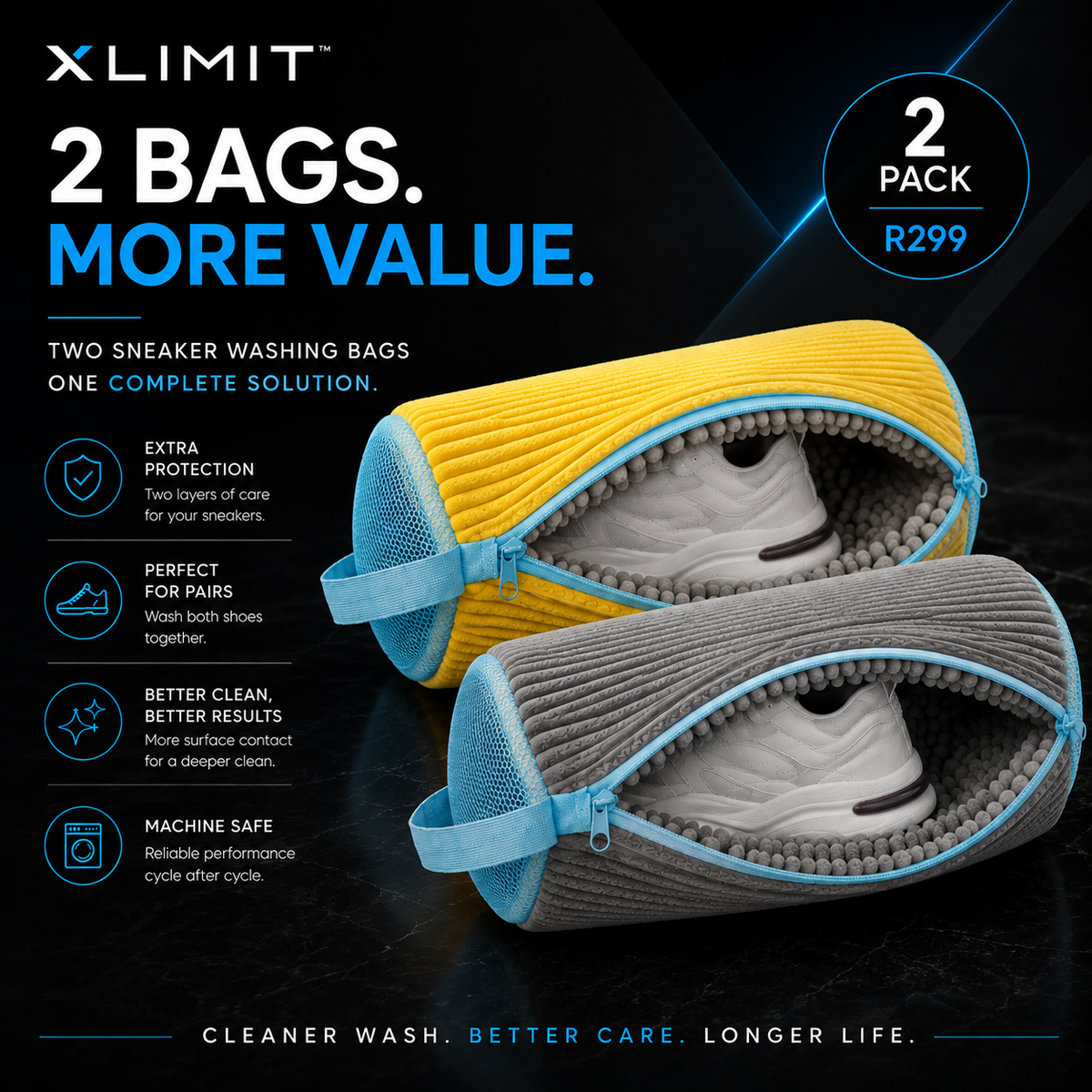 XLIMIT sneaker washing bags 2 pack value offer for sneaker care