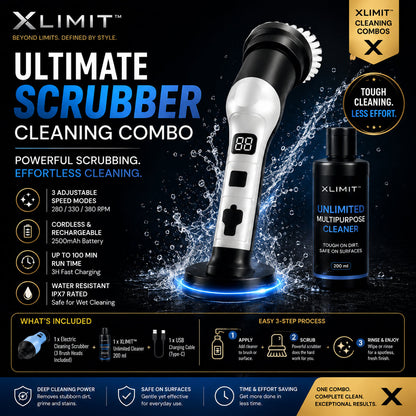 XLIMIT Ultimate Scrubber Cleaning Combo cordless electric scrubber with 200ml Unlimited Multipurpose Cleaner